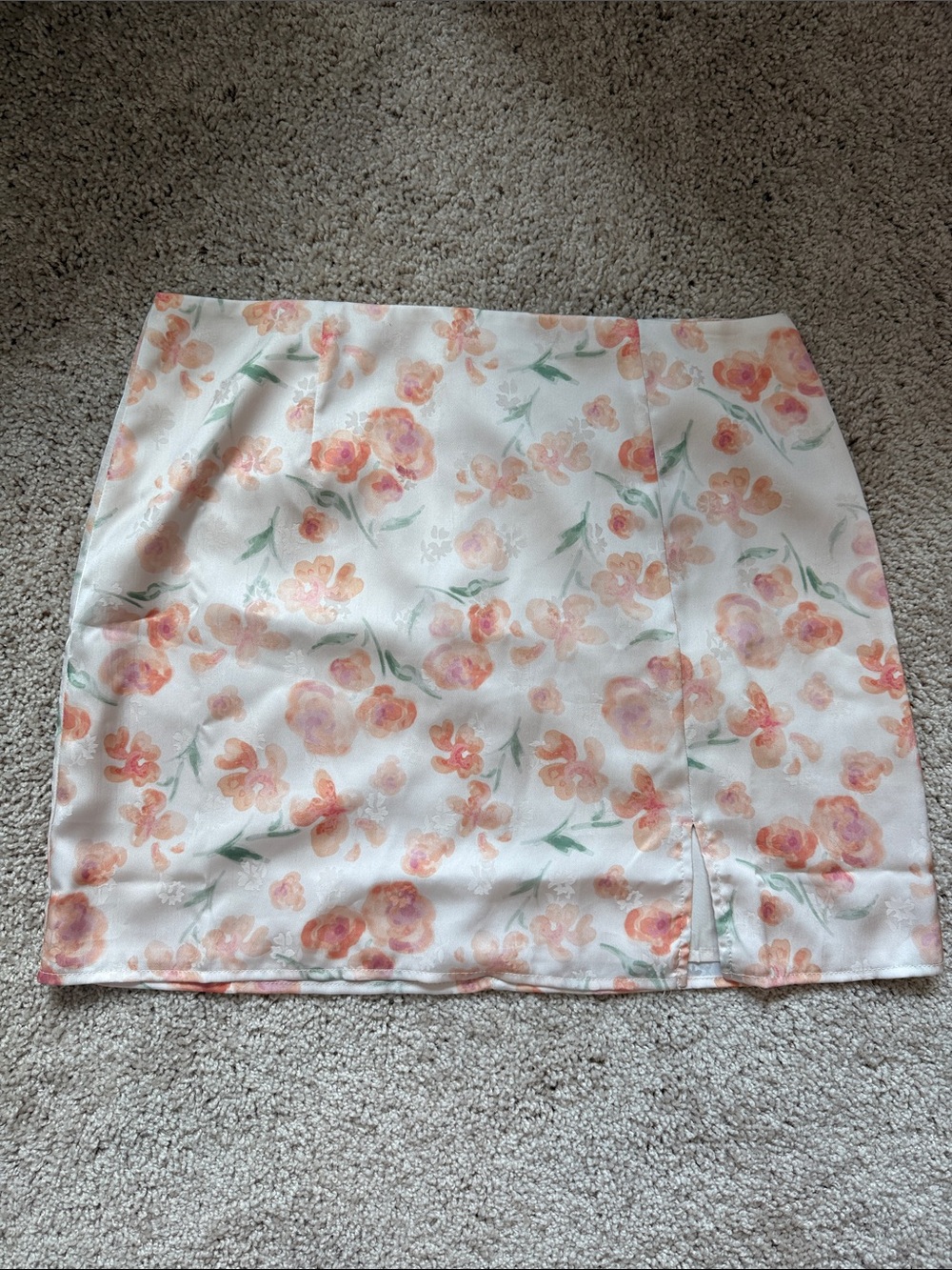 Peach Floral Mini Skirt